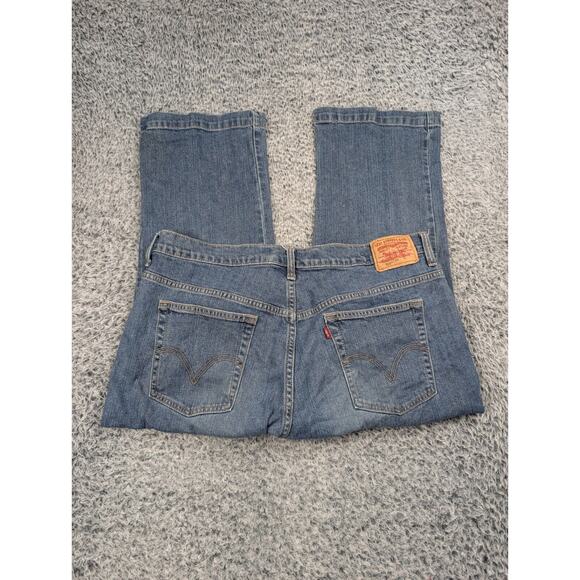 Levis 515 Jeans Womens 16 Blue Denim Capri Medium Wash Distressed Classiccore - Picture 1 of 9